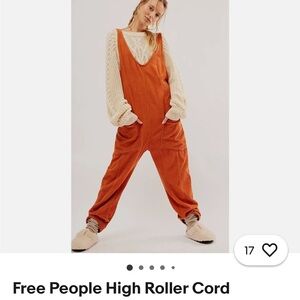 Free People Orange Corduroy Jumpsuit